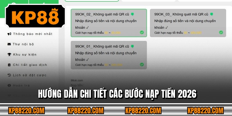 Hướng dẫn chi tiết các bước nạp tiền 2026